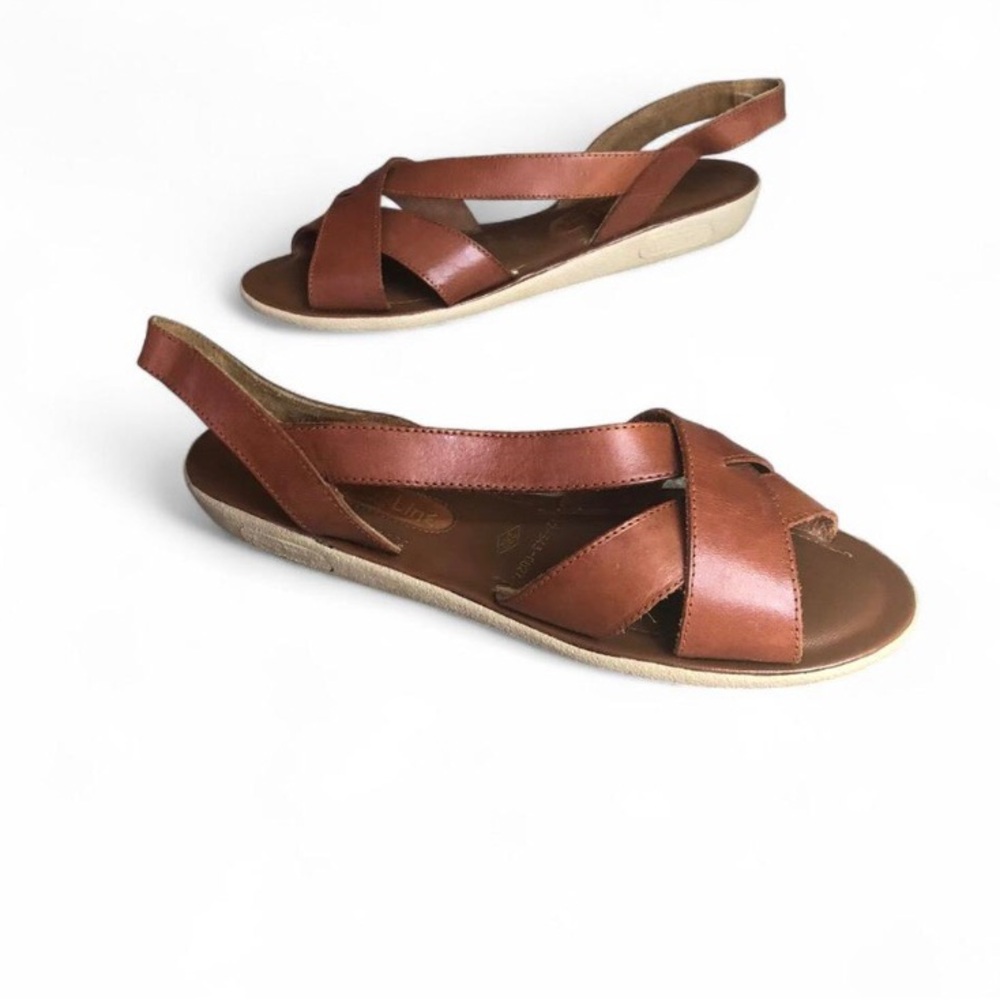 NWOT Hotline Women's Brown Leather Slingback Sandals Size 7.5